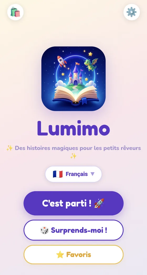 Écran d’accueil de Lumimo