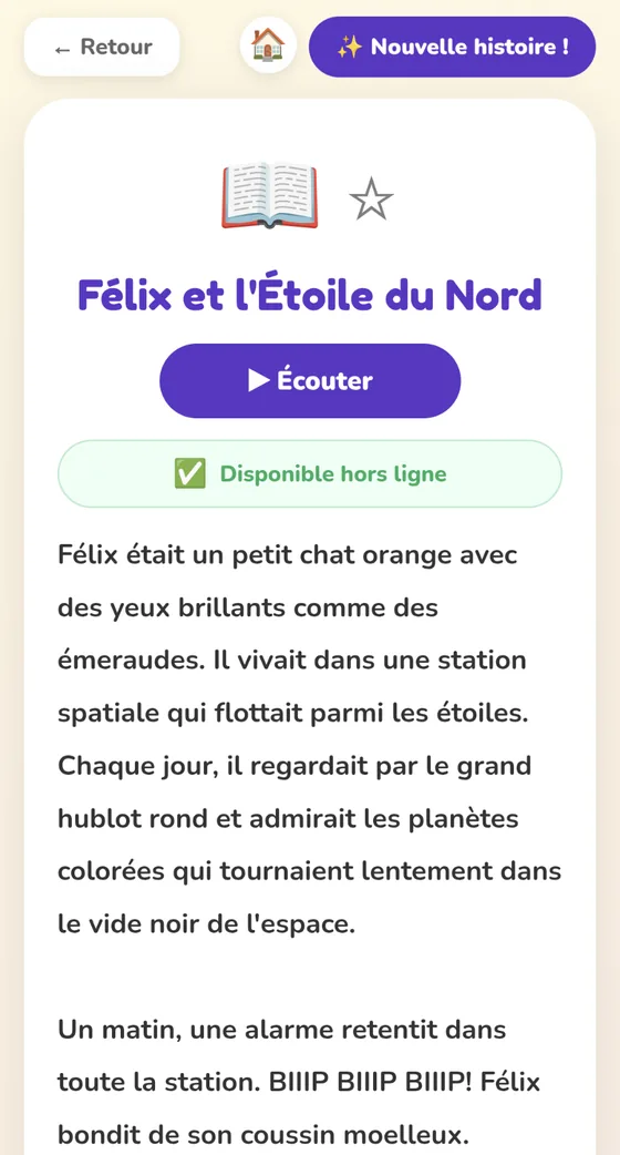 Une histoire prête à écouter dans Lumimo